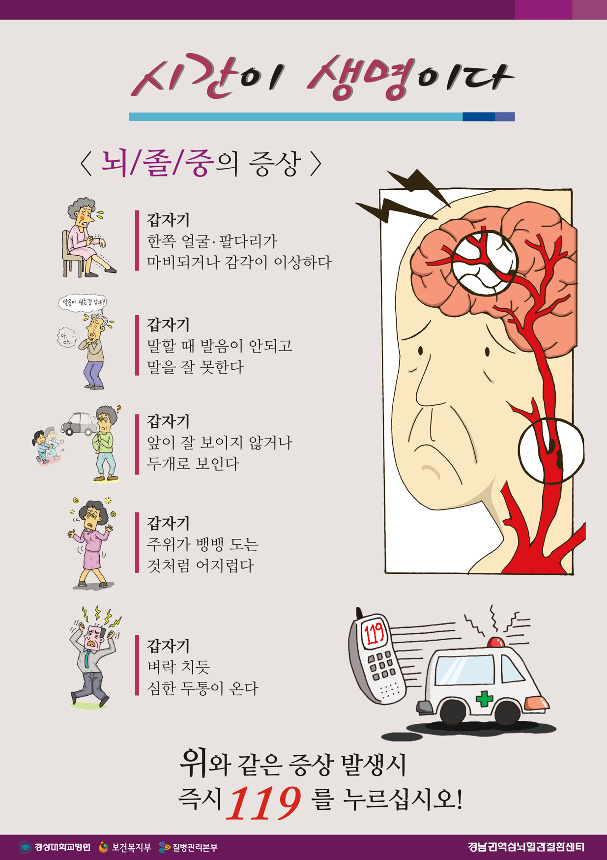 뇌졸중 증상입니다. -상세내용은 본문을 참조하세요