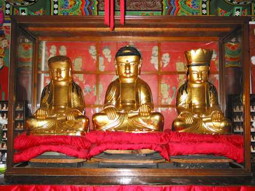 의령 수도사 석조아미타여래삼존상과 복장유물일괄