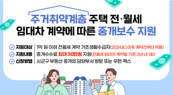 주거취약계층 주택 전월세 임대차 계약에 따른 중개보수 지원