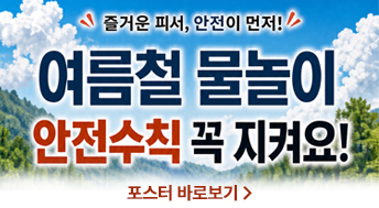 즐거운 피서, 안전이 먼저! 여름철 물놀이 안전수칙 꼭 지켜요!

포스터 바로보기